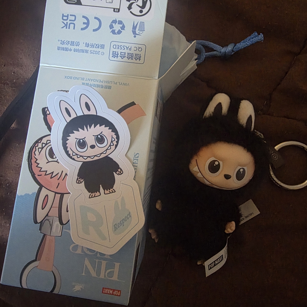 Black Plush Labubu Keychain